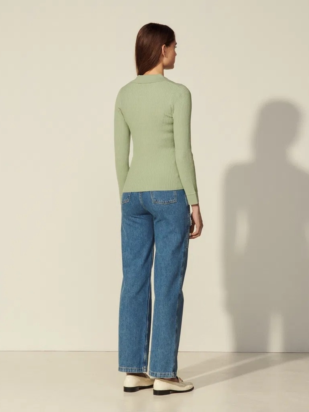 SANDRO Ribbed Cardigan With Polo Collar - Picture 2 of 13